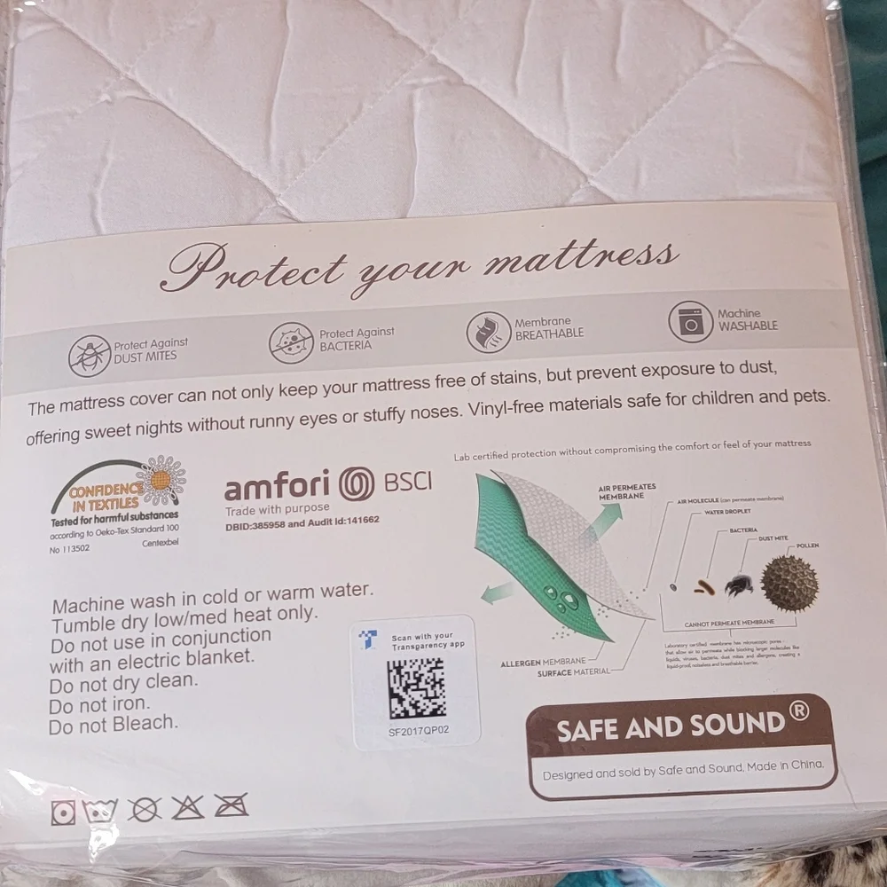 Safe And Sound Waterproof Quilted Mattress Pad - White